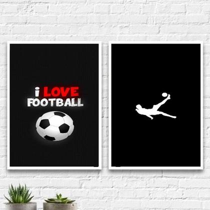 Imagem de Kit 2 Quadros Decorativos Futebol 24x18cm - com vidro