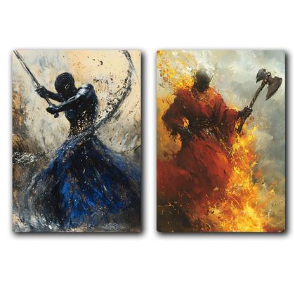 Imagem de Kit 2 Quadros Decorativos Ogum e Xangô  Umbanda  Candomblé  Decoração Orixá  Exclusivo