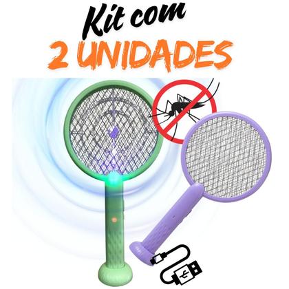 Imagem de Kit 2 Raquete Elétrica Contra Pernilongo Dengue Armadilha