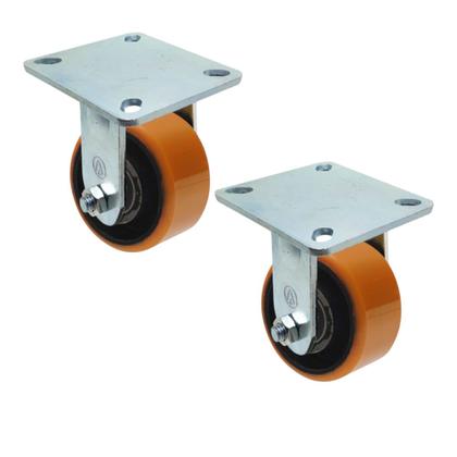 Imagem de Kit 2 Roda Rodízio Fixo Ajax 4" Carga Pesada 300 kg C/ Base