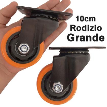 Imagem de Kit 2 Rodinha Rodízio Roda Grande Reforçada Giratório 70mm 3" Peso 300 kg