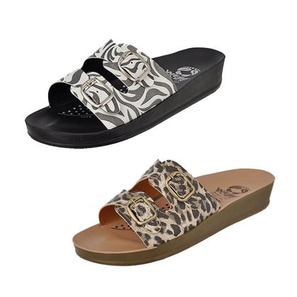 Imagem de Kit 2 Sandália Ortopédica Feminina Anatômica Animal Print