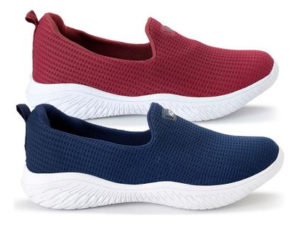 Imagem de Kit 2 Sapatilhas Ortopédica Feminina Calce Fácil Sem Cadarço Confortável Leve Original