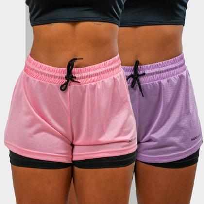 Imagem de Kit 2 Short 2 em 1 Feminino Dryfit Academia Bermuda Dupla Para Treino Caminhada e Outros Esportes