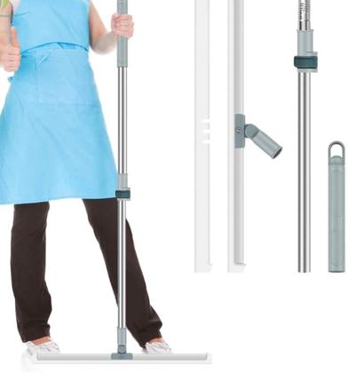 Imagem de kit 2 Super Rodos Mágico Silicone Multiuso Pisos Vidro Vassoura 1,50m Pisos Vidros Janela Limpeza Giratório Esfregão