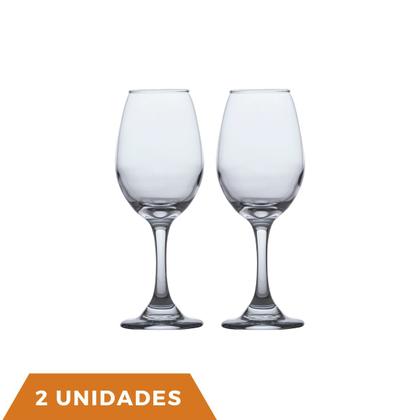 Imagem de Kit 2 Taças de Vidro Resistente Vinho Tinto  Agua 365ml Luxo