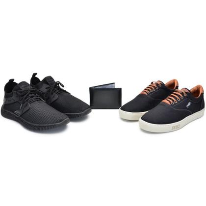 Imagem de Kit 2 Tênis + Carteira Top Shoes Masculino Conforto Casual