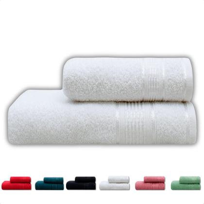 Imagem de Kit 2 Toalhas Banho Rosto Algodão Grande Macia Felpuda Luxo