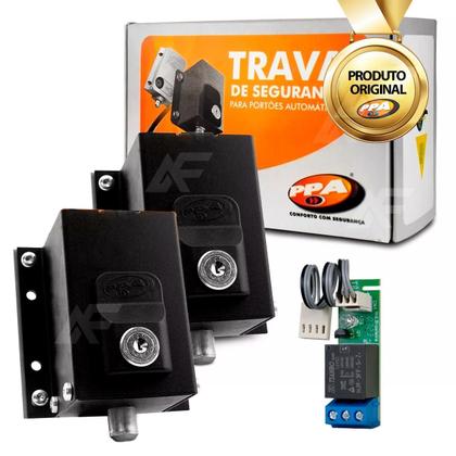 Imagem de Kit 2 Travas P/ Portão Eletrônico Alta Performance Dog Steel Custom + Módulo Relé