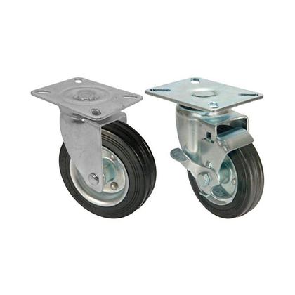 Imagem de Kit 2 un roda rodízio giratório freio borracha maciça 4 pol