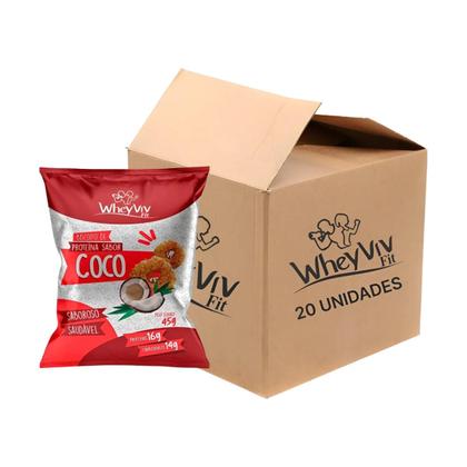 Imagem de Kit 20 Biscoito de Proteina Wheyviv Coco 45g