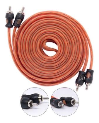 Imagem de Kit 20 Cabos Automotivo Kx3 4 Vias Macho Rca 5m Laranja