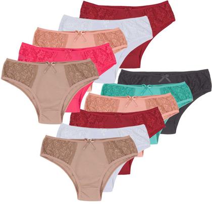 Imagem de Kit 20 Calcinhas Plus Size Algodão Tangão Senhora Cotton Lingerie com Renda no Atacado