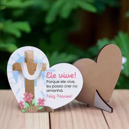 Imagem de Kit 20 Lembrancinhas Pascoa MDF Coracao Singelo