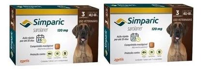 Imagem de Kit 2cx C3un Simparic 40,1 A 60kg Antipulga,carrapato Sarna