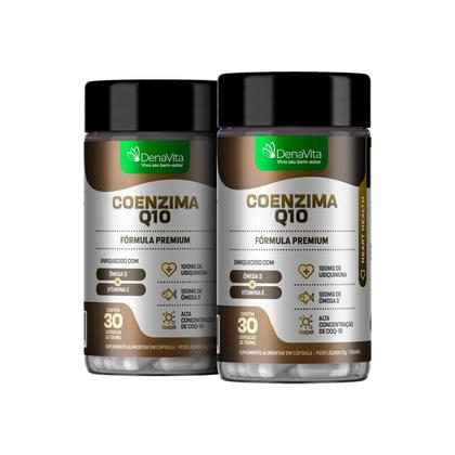 Imagem de Kit 2x Pote Coenzima Q10 + Ômega 3 + Vitamina E, Coq10, Tcm - Vegano - Denavita