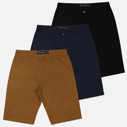 Imagem de Kit 3 Bermuda Masculina Sarja Casual Coloridas