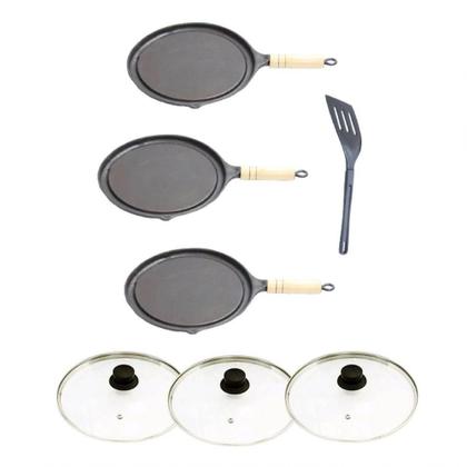 Imagem de Kit 3 Bifeteiras Antiaderente Redonda Tv 23Cm E Espátula