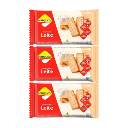 Imagem de Kit 3 biscoito diet zero lactose de leite 115g lowçucar