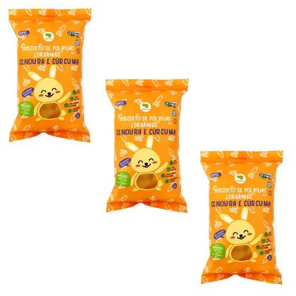 Imagem de Kit 3 Biscoitos Polvilho Orgânico Crilancha Cenoura Assado Vegano 120g