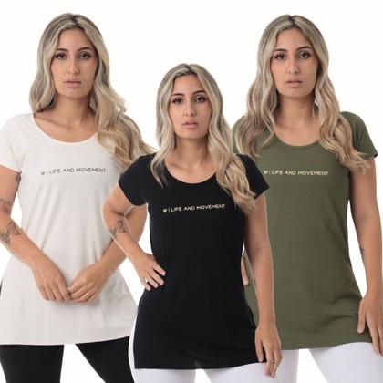 Imagem de Kit 3 Blusa Feminina Academia Fitness Life and Moviment