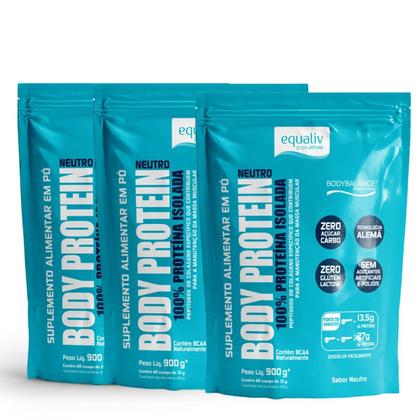 Imagem de Kit 3 Body Protein Proteína Isolada Colágeno Hidrolisado Pouch 900g Equaliv