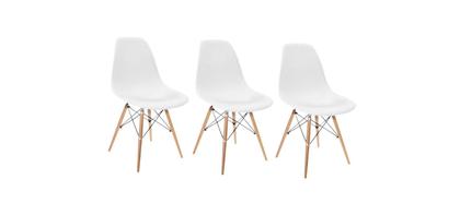 Imagem de Kit 3 Cadeiras Charles Eames Wood Design Eiffel Branca