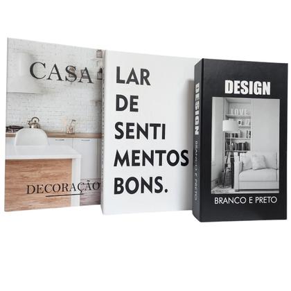 Imagem de Kit 3 Caixa Livro Decorativa Home Decoração Sala Quarto Porta Objetos