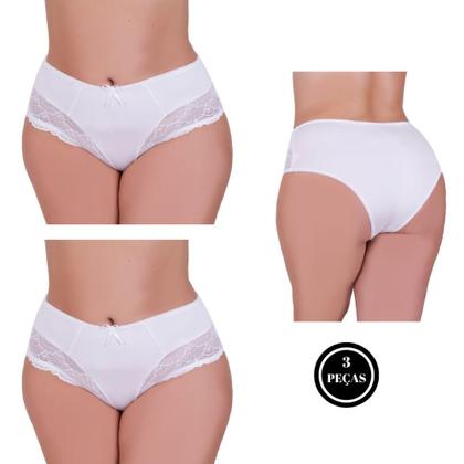 Imagem de Kit 3 Calcinha Plus Size com detalhe de Renda Tanga Grande - c1 VALÉRIA