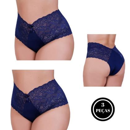 Imagem de Kit 3 Calcinha Plus Size de Renda Tanga Grande 46 48 50 52 54 - c5 KIT 3 CALCINHAS TALITA