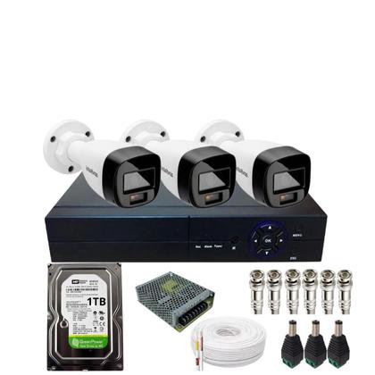 Imagem de Kit 3 Câmera Intelbras Full Color 1120b Dvr 04c Hd 1Tb Instalado No Dvr Completo