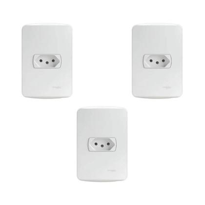 Imagem de Kit 3 Conjunto Montado Tomada 2P+T 10A 250V Pb S3B60340 Branco Miluz Schneider