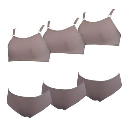 Imagem de Kit 3 Conjunto Sutiã e Calcinha Menina Infantil Algodão