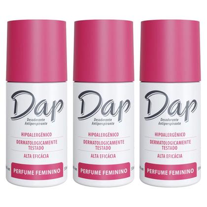 Imagem de Kit 3 Desodorante Masculino Feminino S/ Perf RollOn Dap 55ml
