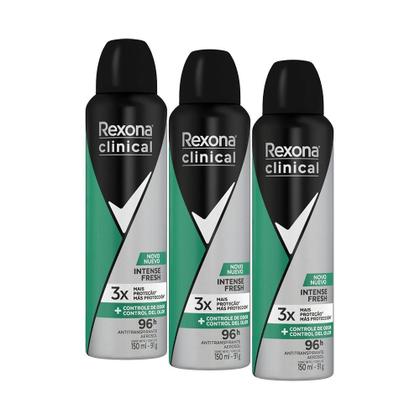 Imagem de Kit 3 Desodorantes Rexona Clinical Intense Fresh 150ml