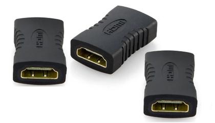 Imagem de Kit 3 emenda fêmea conector extensor preto hdmi 4k full hd
