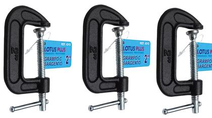 Imagem de Kit 3 Grampos Sargento 2 Pol Tipo C Para Marceneiro Pesado