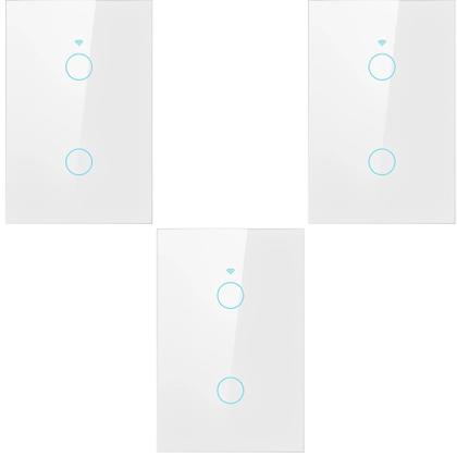 Imagem de Kit 3 Interruptores Inteligentes 2 Botoes Neo Wifi Alexa Google Branco Avant