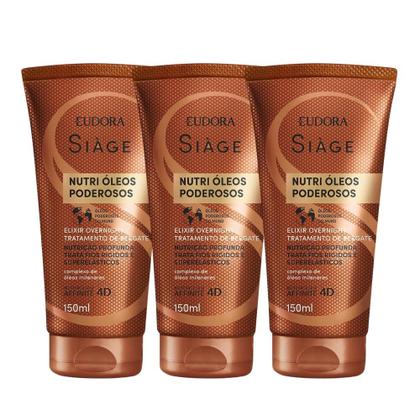 Imagem de Kit 3 Leave In Finalizador Elixir Nutri Óleos Poderosos Nutrição Tratamento Noturno Eudora Siàge