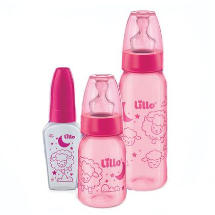 Imagem de Kit 3 Mamadeiras Evolução Divertida 50/120/240ml Rosa- Lillo