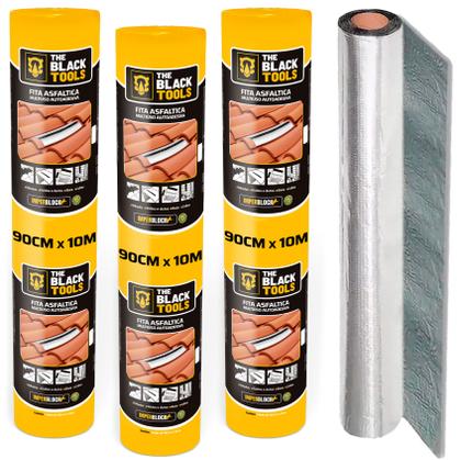 Imagem de Kit 3 Manta Asfaltica 90cm X 10m Auto Adesiva Aluminizada