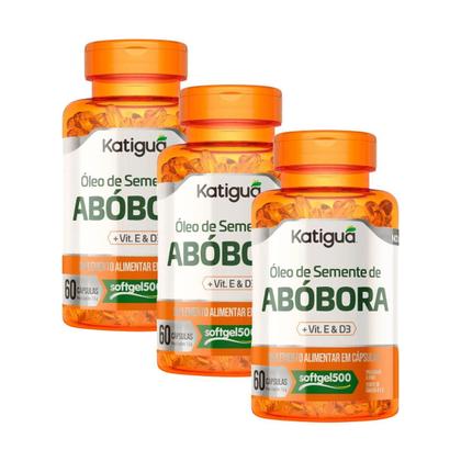 Imagem de Kit 3 Oleo De Semente Abobora + Vitaminas D3 e E 500MG 60CAPS