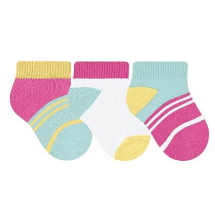 Imagem de Kit 3 pares de meias Bebê Recem Nascido Menina Algodão Selene Cod 1007