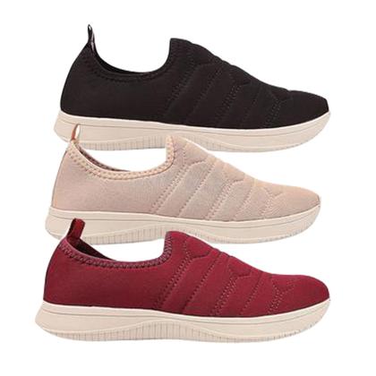 Imagem de Kit 3 pares tênis feminino meia calce fácil slip on leve flexível confortável caminhada academia