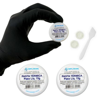 Imagem de Kit 3 Pasta Térmica Implastec Pote 15g Processador Cpu Pc Dissipador Branca IPT 300