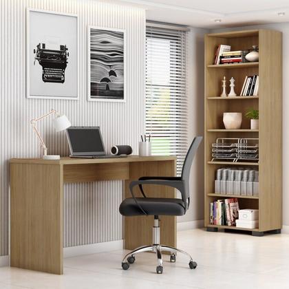 Imagem de Kit 3 Peças com Cadeira para Escritório, Estante Livreiro e Escrivaninha Gávea