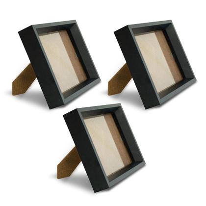 Imagem de Kit 3 Porta Retratos Fotos 10x15 Moldura Madeira Preta Sala Escritório Quarto