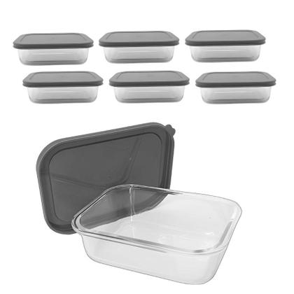 Imagem de Kit 3 Pote De Vidro Com Tampa Hermética Marmita Retangular 1000ml