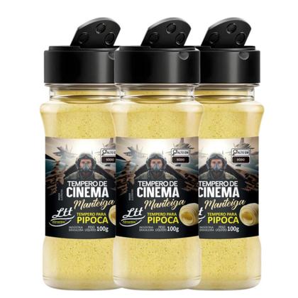 Imagem de Kit 3 Potes 100g Tempero Para Pipoca Sabor Manteiga Linha Premium Mais Tempero