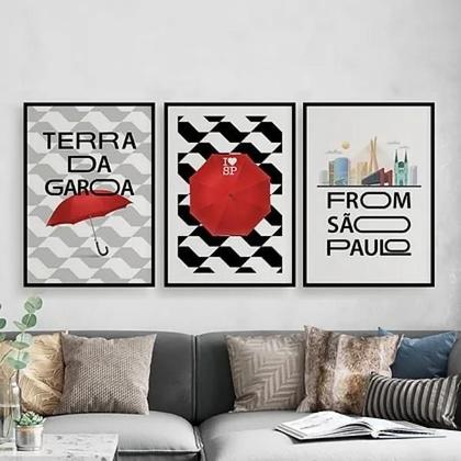 Imagem de Kit 3 Quadros São Paulo Terra Da Garoa 24X18Cm - Com Vidro